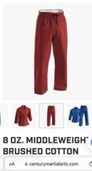 Century Red 8oz Middle weight Martial Arts Uniform Gi Size 000