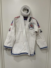 Adult Mens A1 White Jiu Jitsu GI, Top & Bottom #2 Nono’s Academy With White Belt