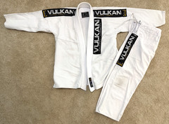 Mens Vulkan The Real Jiu Jitsu White Top Pro A0 Fight Wear Cotton Jacket & Pants
