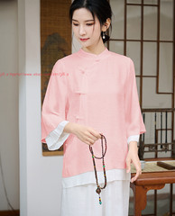 Womens Cotton Linen Kung Fu Tai Chi Uniform Martial Arts yoga Wear Summer Suit