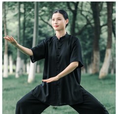 Summer Breathable Short Sleeve Kung Fu Shirts Wing Chun Training Vintage Sport