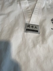 Taekwondo Gi Set Quinones 0/140 Youth Large White Uniform Top Pants White Belt