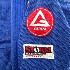 Gracie Barra Gi Jiu Jitsu Kimono Size A2 Blue Equipe Storm 100% Cotton GB MMA