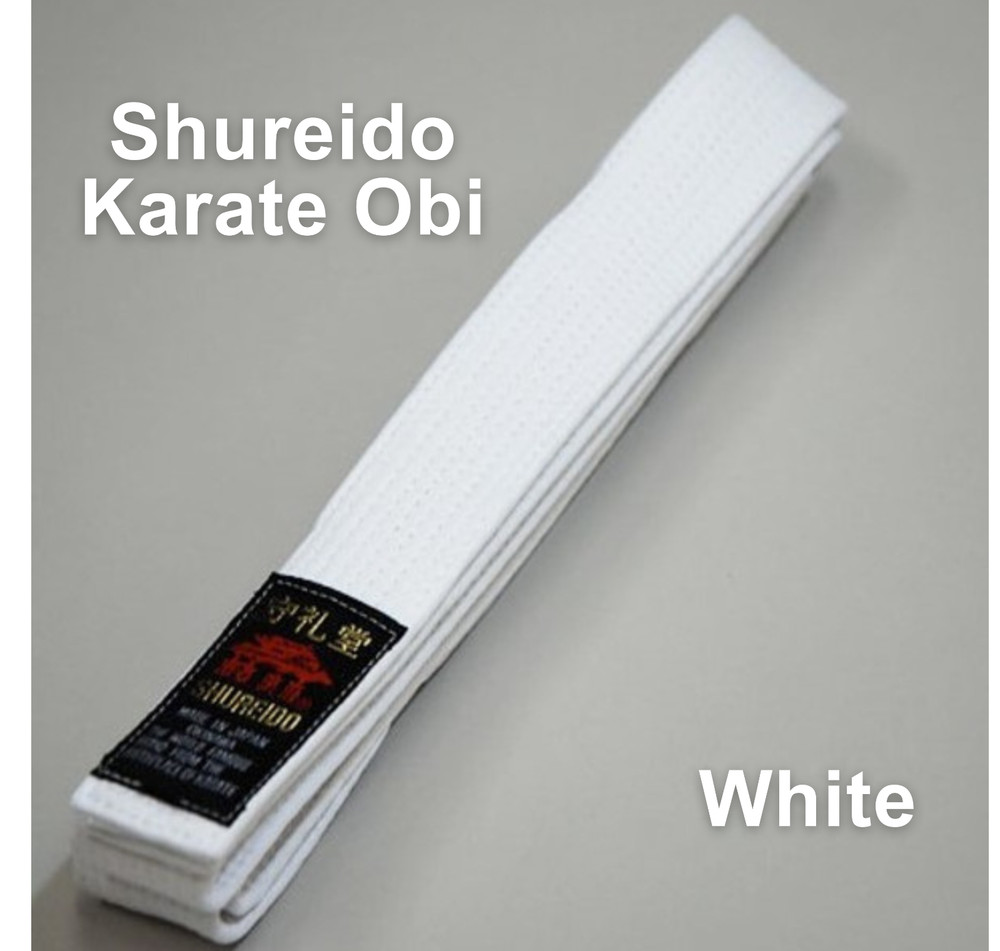 SHUREIDO BW Karate White Belt Obi 100% Cotton Made in Japan Okinawa Brand