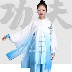 Blue and White Porcelain Chinese Tai Chi Kung Fu Uniform Martial Arts Wushu Taij