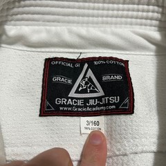 Gracie Jiu-Jitsu Gi Size A3 3/160 White Pearl Weave Cotton BJJ Jacket Belt