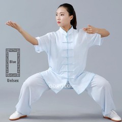 Linen Martial Arts Tai Chi Uniform Kung Fu Wingchun Suit Short Sleeves Outfit