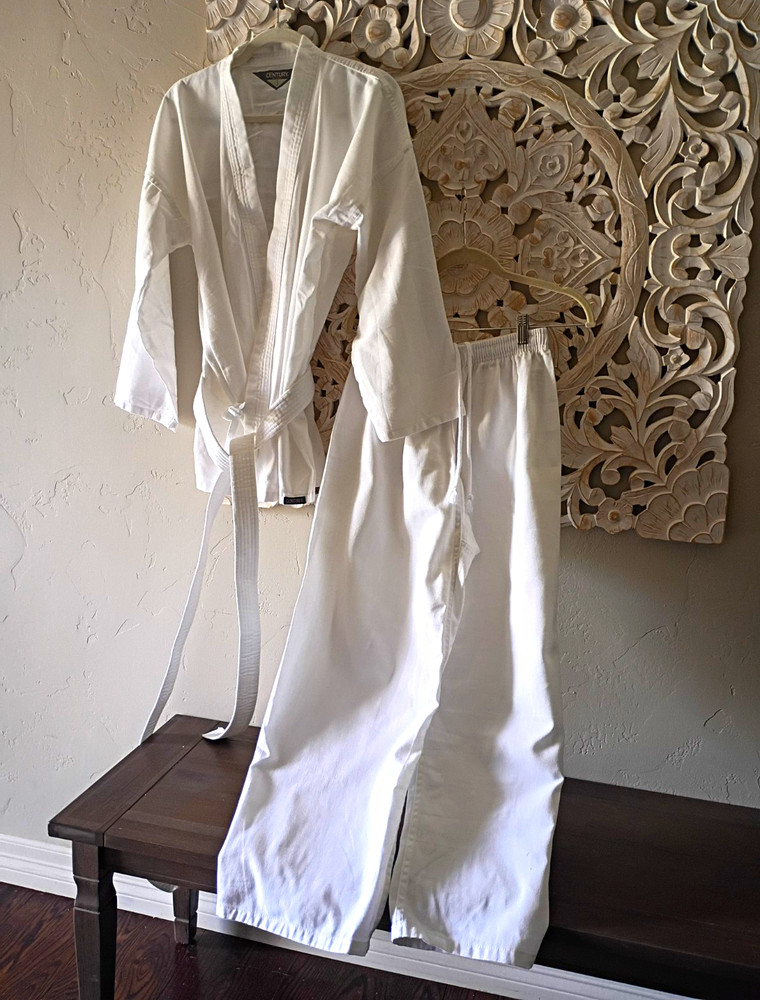 CENTURY White Karate Gi Uniform Set Jacket Pants & Belt Adult Unisex Size 3