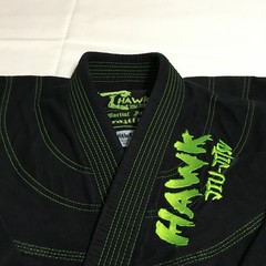 Hawk Jiu-Jitsu BJJ Gi Kids K2 Black Green Stitching Kimono Jacket