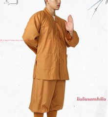 High Quality Casual Suits Buddhist Monk Religion Sets V-Neck Shirt+Pant Uniform