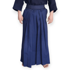 Japanese Hakama with Hook and Loop Fastener – Budo – Aikido – Kendo (Navy blue)