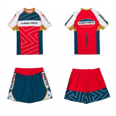 A&P BRG Comp SS RASHGUARD & TRAINING FITTED SHORTS MMA SET BJJ – ALBINO & PRETO