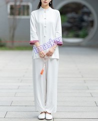 Spring Summer Women Cotton Tai chi Uniforms Kung fu Martial arts Wing Chun Suit