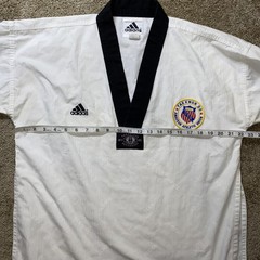 Adidas Taekwondo Dobok Top Mens Medium White Black Collar USA Korea AAU Patches