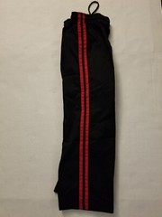 Kids Karate Pants NEW Size 1 Black w/Red Stripes. Elastic Waist w/ Drawstring