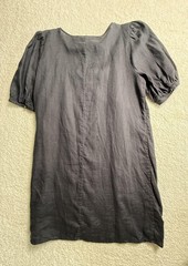 Paris Atelier & Other Stories Linen Dress Women L Gray Puff Sleeve Square Neck