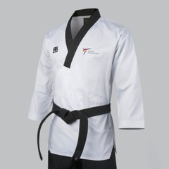 Men Mooto Official Black Collar Master Uniform Dobok Gi TKD WTF KTA Approved