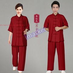 Unisex Cotton Blend Tai Chi Suit Summer martial arts Uniforms Kung Fu Clothing