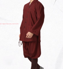 High Quality Casual Suits Buddhist Monk Religion Sets V-Neck Shirt+Pant Uniform