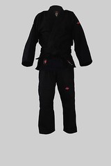 KANKU Black BJJ Gi with yellow, red, or black stitching jiu jitsu uniform pearl