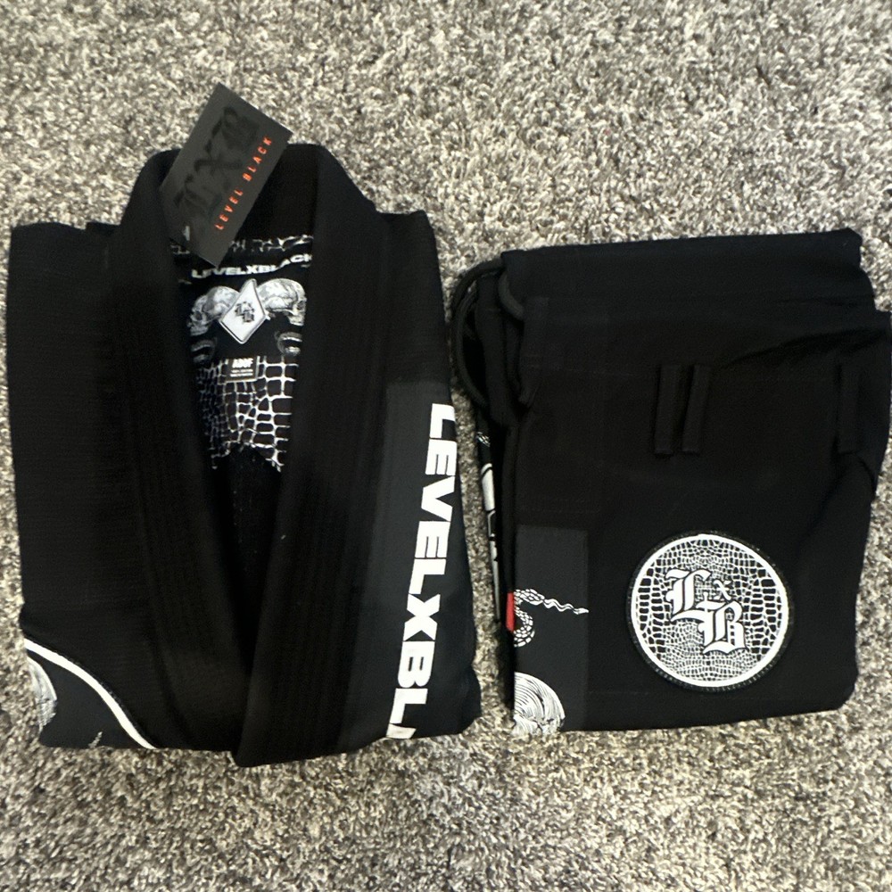 Level X Black Jiu Jitsu BJJ Gi Uniform Kimono Black A00F (fitted) Adult Unisex