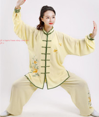 Women’s Cotton Linen Flower Tai Chi Uniform Suit Martial Arts Wing Chun Clothing
