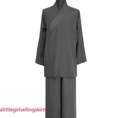 STOCK Buddhist Shaolin Monk Robe Full Set Linen Kung Fu Suit Meditation Uniforms