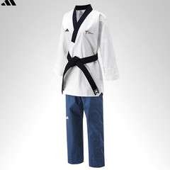 Adidas poomsae WT dan uniform female taekwondo dobok TKD white navy collar