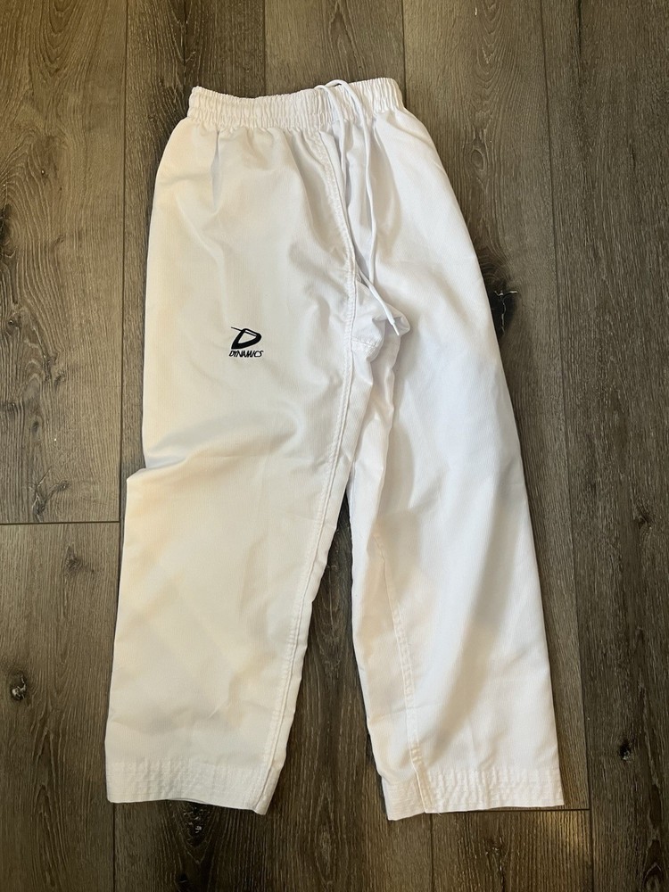 Kids Youth 150 Dynamics Karate Martial Arts Taekwondo Pants White 10