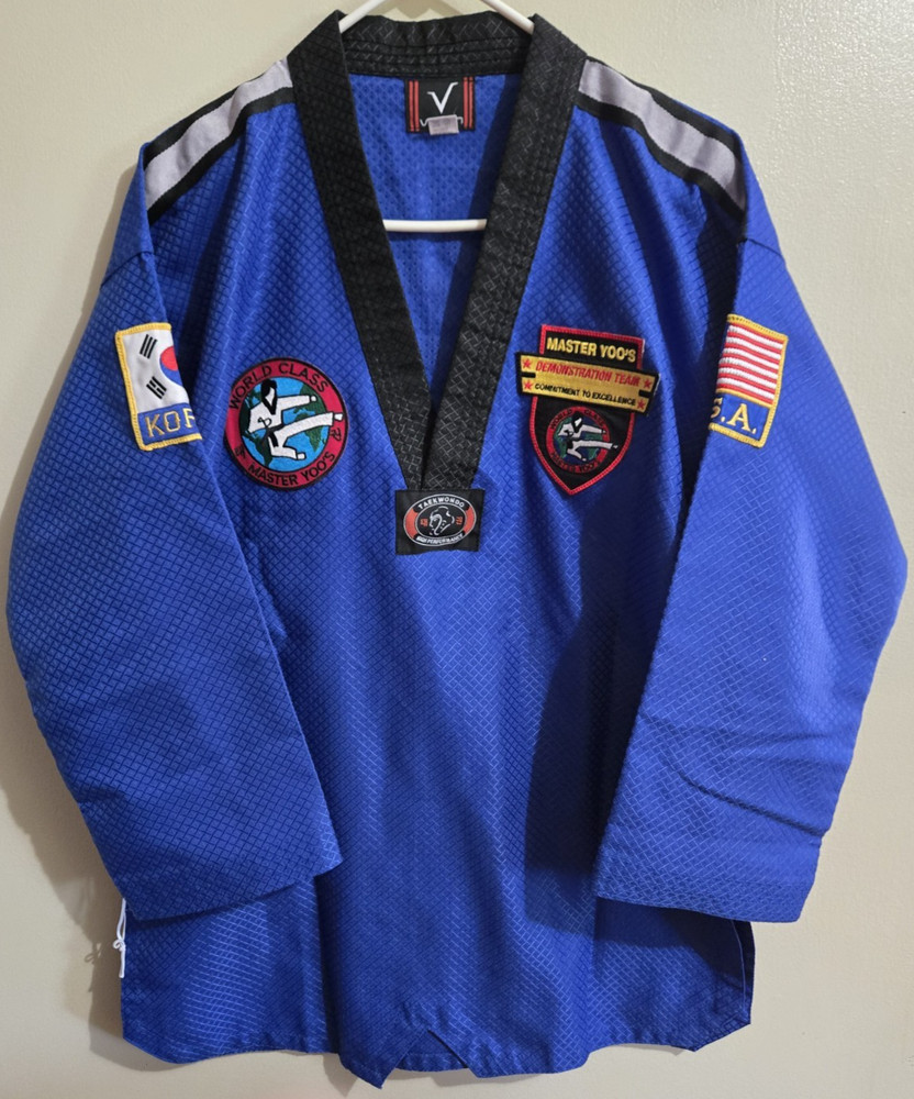Adult VISION Taekwondo Gi Uniform Size 4/180, Blue – Master Yoo Patches, Korea