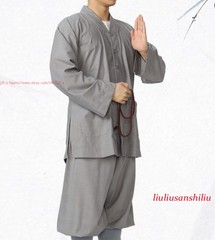 High Quality Casual Suits Buddhist Monk Religion Sets V-Neck Shirt+Pant Uniform