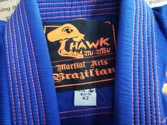 HAWK Brazilian GI Youth K2 Martial Arts Jacket Top Only Blue Jiu Jitsu