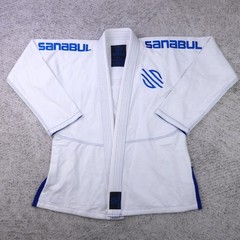 Sanabul Gi Size A0 Top Logo White Blue BJJ Fight Training Jiu Jitsu Martial Arts
