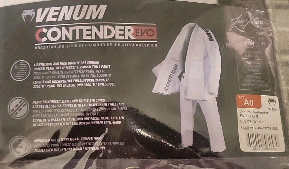 Venum Contender Evo BJJ Gi – White – Size A0 – Lightweight & Durable Brazilian