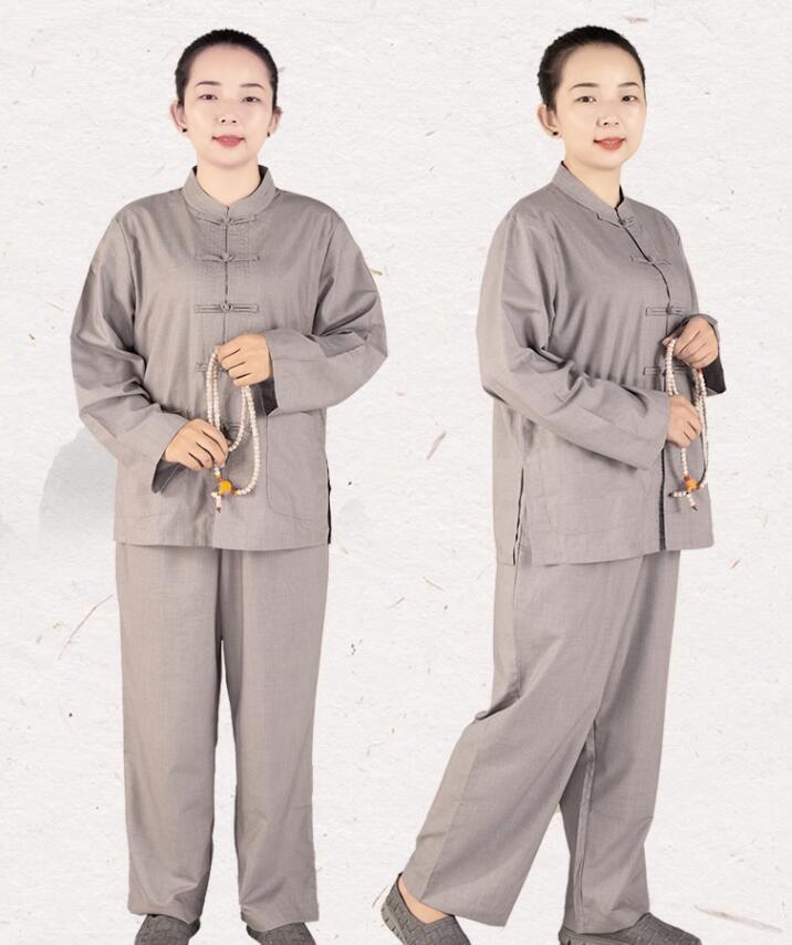 Shaolin Monk Zen Lay Clothes Buddhists Meditation Uniform Temple Monk Robe Suits