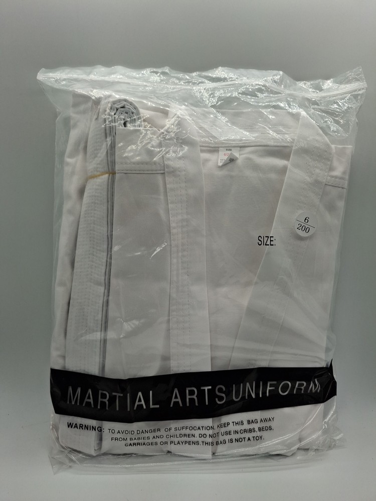 Martial Arts Uniform Quest Martial Arts White Gi, Pants and Belt Size 6 200cm