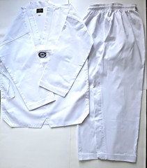 Kids White Taekwondo Uniform Set Top Pants No Belt Size 7