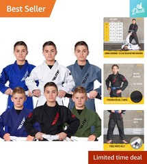 BJJ Gi for Kids: Ultra Lightweight, Preshrunk Fabric, & Free White Belt Included