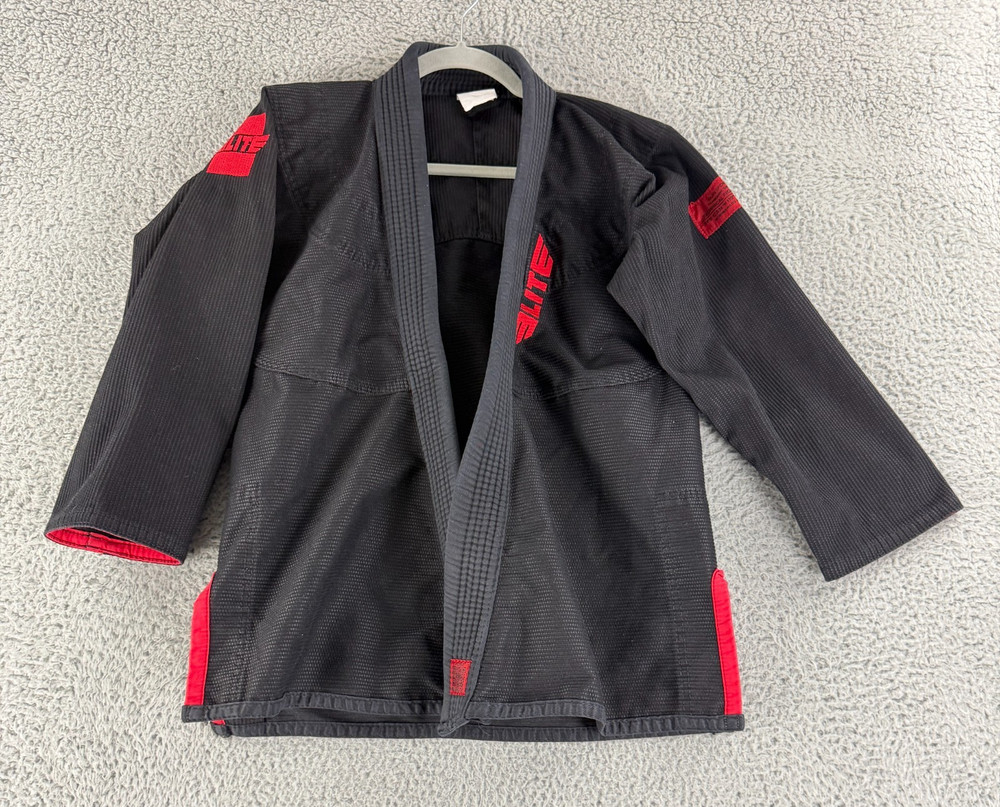 Elite Sports BJJ Gi Jacket Youth Kid Size C2 4’6″ – 4’9″ 80-95 lbs Pull On Black