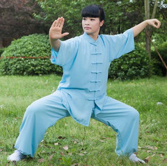 Unisex Cotton Blend Tai Chi Suit Summer martial arts Uniforms Kung Fu Clothing