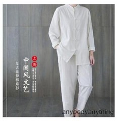 New Women’s Tai Chi Yoga Outfits Set Top+pants Martial Arts Kung Fu Linen Suit
