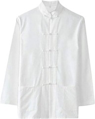Breathable White Tang Kung Fu Shirt with Stand-Up Collar – Perfect for Tai Chi