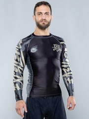 Fuji Yakedo Flex Lite Mens MMA BJJ Jiu Jitsu LongSleeve LS Rashguard – Black