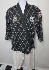 Vintage Taekwondo Jacket Black Belt Korea USA Patches Martial Arts Uniform
