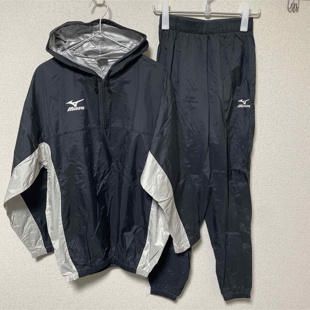 Mizuno Sauna Suit M Black Silver Hooded Weight Loss Suit Set for Boxing Japan
