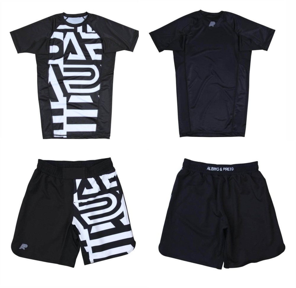 Albino and Preto Batch 19 Distract and AttaRash Guard SS & Shorts No Gi Bjj