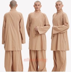 Buddhist Shaolin Monk Robe Full Set Cotton Thin Kung Fu Suit Meditation Uniforms