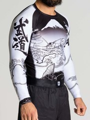 Fuji MMA BJJ Jiu Jitsu Long Sleeve LS Rashguard Rash Guard Sakana Black/White XL