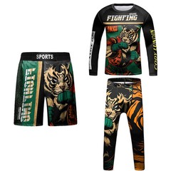 Kids Mma Rashguard Shirt For BJJ Jiu Jitsu Muay Thai Shorts Children KickBoxing