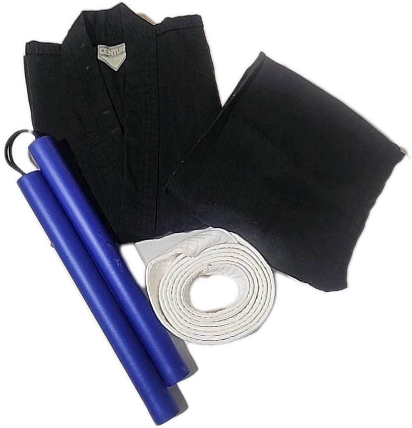 Century Karate Gi with White Belt and Training Nunchucks Kids Size 00 [120]